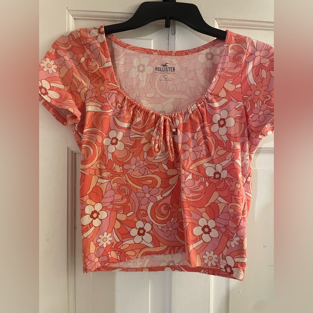 Hollister Pink Hippie Flower Top